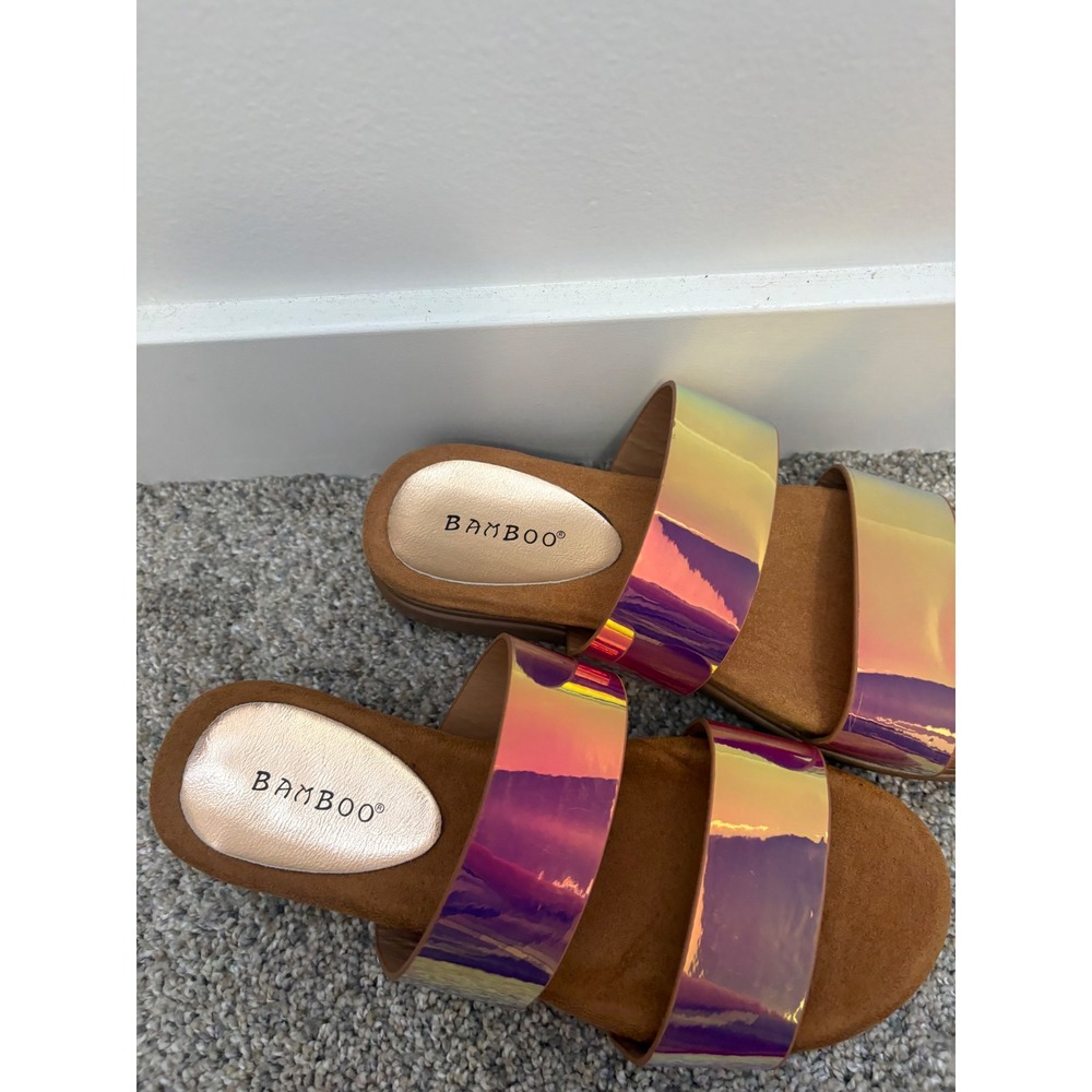 Vintage Y2K Iridescent Bamboo Kiki 2-Strap Sandal – Size 6 – New in Box - Picture 2 of 5